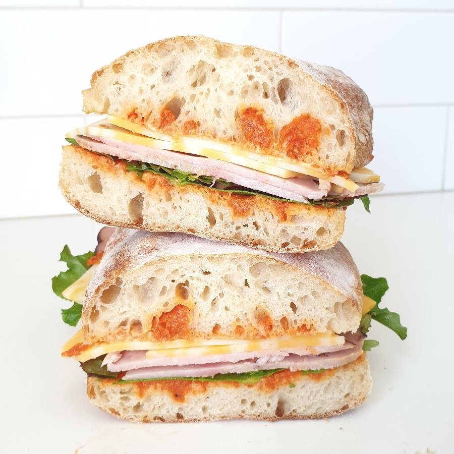 Sandwich made with Breadista Ciabatta bread
